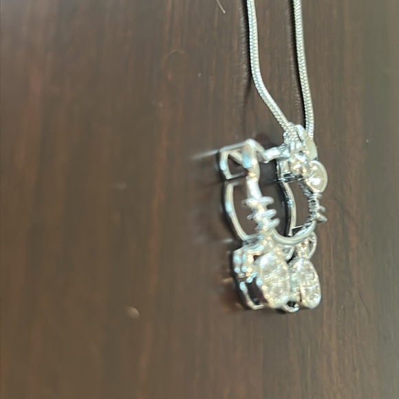 Hello Kitty Silver Plated Crystal Pendant Necklace 18” Chain - Picture 3 of 9